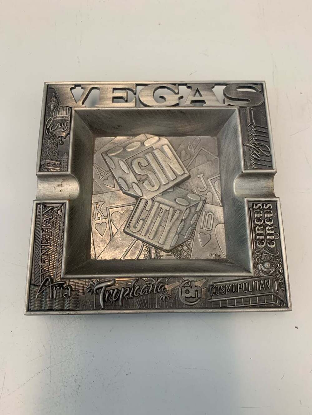 Embossed Metal Las Vegas Ashtray - Useful, Decorative & Collectible